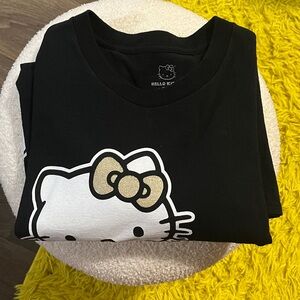 Hello Kitty Oversized Black Tee with Rainbow Design
